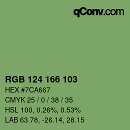 Color code: RGB 124 166 103 | qconv.com