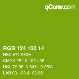 Color code: RGB 124 166 14 | qconv.com