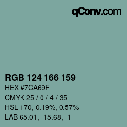 Código de color: RGB 124 166 159 | qconv.com