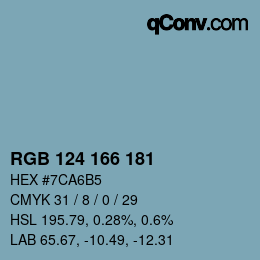 Color code: RGB 124 166 181 | qconv.com