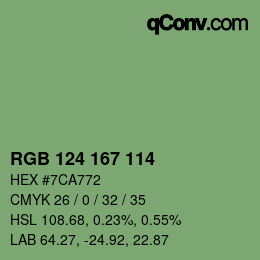 Código de color: RGB 124 167 114 | qconv.com