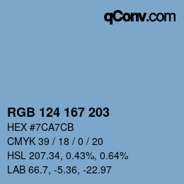 颜色代码: RGB 124 167 203 | qconv.com