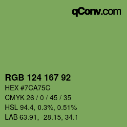 颜色代码: RGB 124 167 92 | qconv.com