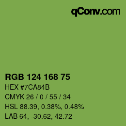 Código de color: RGB 124 168 75 | qconv.com