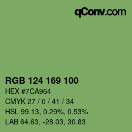 Color code: RGB 124 169 100 | qconv.com