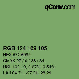 Color code: RGB 124 169 105 | qconv.com