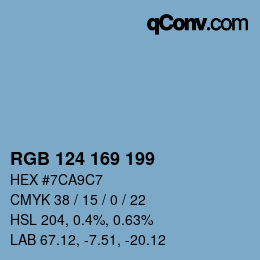 Color code: RGB 124 169 199 | qconv.com