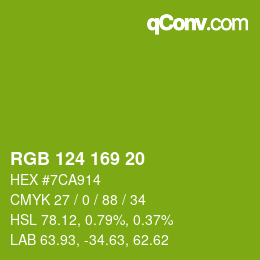 Color code: RGB 124 169 20 | qconv.com