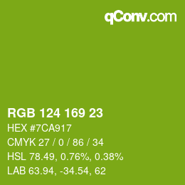 Color code: RGB 124 169 23 | qconv.com