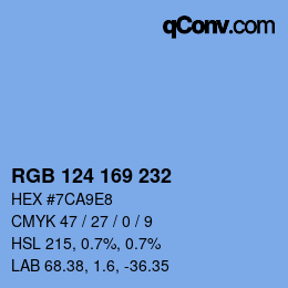 Color code: RGB 124 169 232 | qconv.com