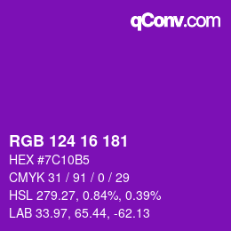 Color code: RGB 124 16 181 | qconv.com