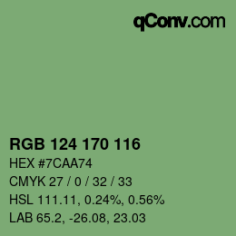 カラーコード: RGB 124 170 116 | qconv.com