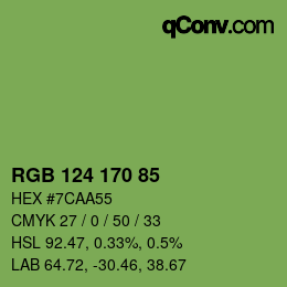 Color code: RGB 124 170 85 | qconv.com