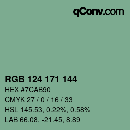 Color code: RGB 124 171 144 | qconv.com