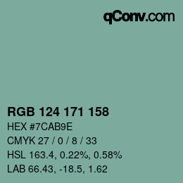 カラーコード: RGB 124 171 158 | qconv.com