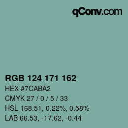 Color code: RGB 124 171 162 | qconv.com