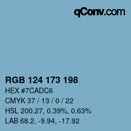 Color code: RGB 124 173 198 | qconv.com