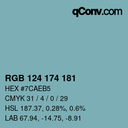 Color code: RGB 124 174 181 | qconv.com