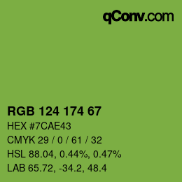Color code: RGB 124 174 67 | qconv.com