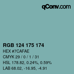 Color code: RGB 124 175 174 | qconv.com