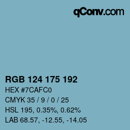 Color code: RGB 124 175 192 | qconv.com