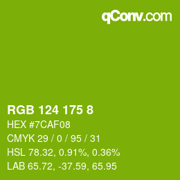 Color code: RGB 124 175 8 | qconv.com