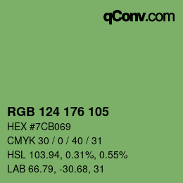 Color code: RGB 124 176 105 | qconv.com