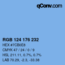Color code: RGB 124 176 232 | qconv.com