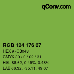 Color code: RGB 124 176 67 | qconv.com