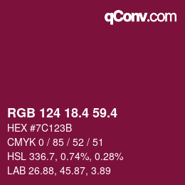 カラーコード: RGB 124 18.4 59.4 | qconv.com