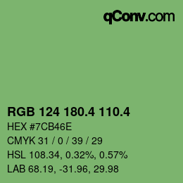 カラーコード: RGB 124 180.4 110.4 | qconv.com
