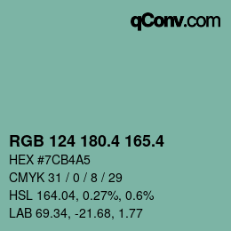 カラーコード: RGB 124 180.4 165.4 | qconv.com