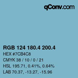 カラーコード: RGB 124 180.4 200.4 | qconv.com