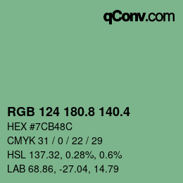 カラーコード: RGB 124 180.8 140.4 | qconv.com