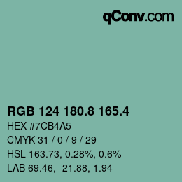 カラーコード: RGB 124 180.8 165.4 | qconv.com