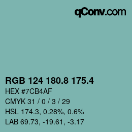 カラーコード: RGB 124 180.8 175.4 | qconv.com