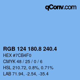カラーコード: RGB 124 180.8 240.4 | qconv.com