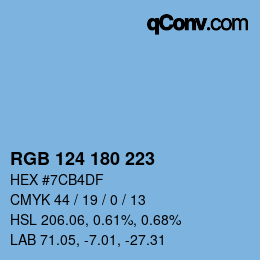 颜色代码: RGB 124 180 223 | qconv.com