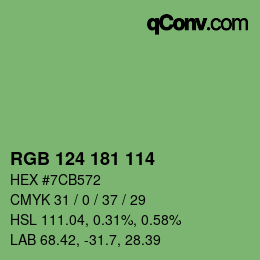 Color code: RGB 124 181 114 | qconv.com