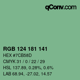 Color code: RGB 124 181 141 | qconv.com