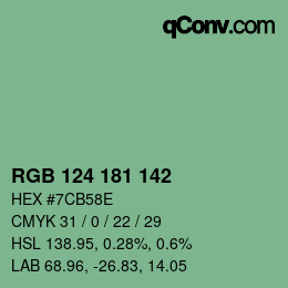 カラーコード: RGB 124 181 142 | qconv.com