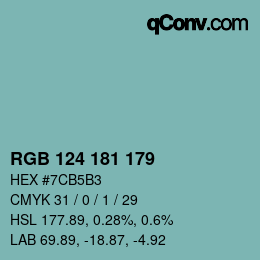 Color code: RGB 124 181 179 | qconv.com