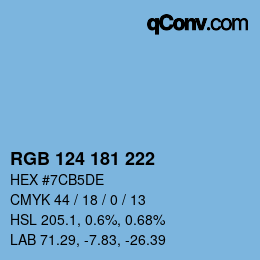 カラーコード: RGB 124 181 222 | qconv.com