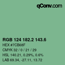 カラーコード: RGB 124 182.2 143.6 | qconv.com