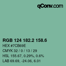 カラーコード: RGB 124 182.2 158.6 | qconv.com
