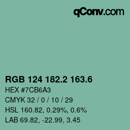 カラーコード: RGB 124 182.2 163.6 | qconv.com