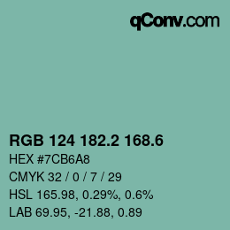 カラーコード: RGB 124 182.2 168.6 | qconv.com