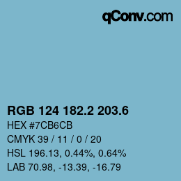 カラーコード: RGB 124 182.2 203.6 | qconv.com