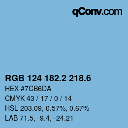 カラーコード: RGB 124 182.2 218.6 | qconv.com