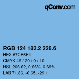 カラーコード: RGB 124 182.2 228.6 | qconv.com